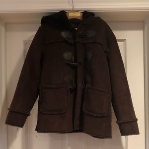 Faux suede girls toggle coat.